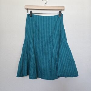 Vintage Y2K Mid Rise Teal Cotton Pleated Skirt Size 2